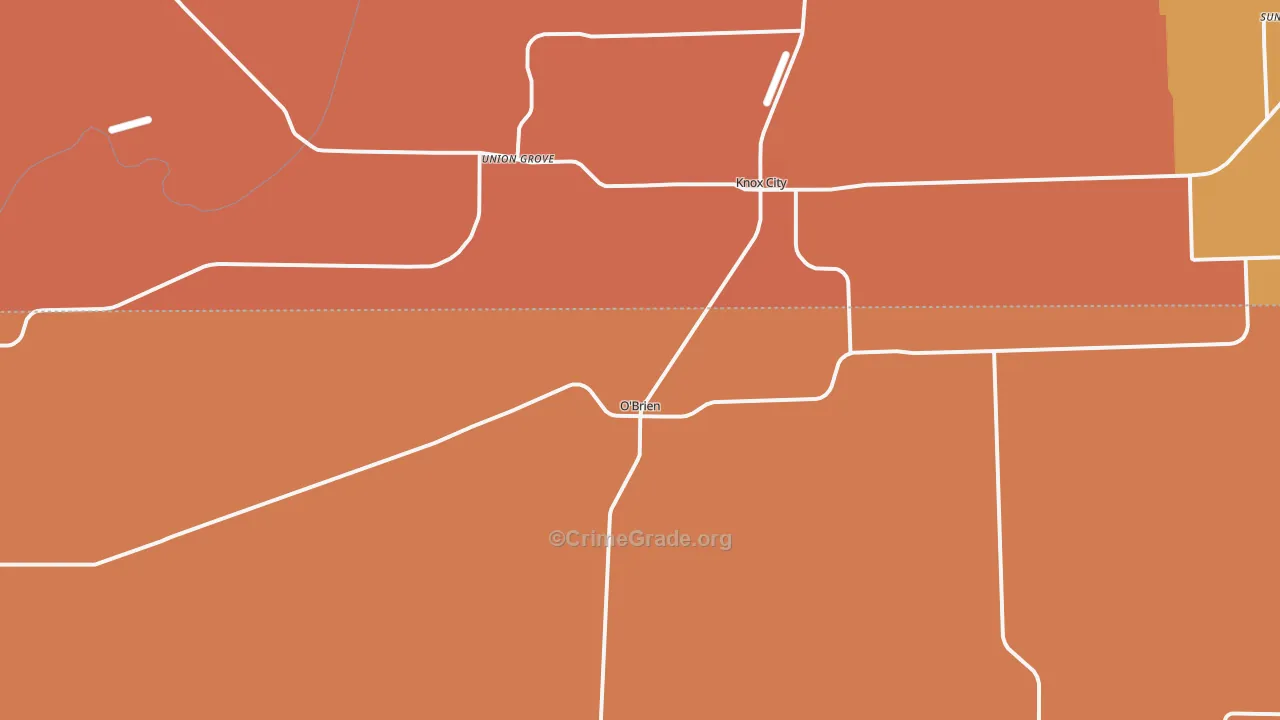 O'Brien, TX Map of Robbery Rates