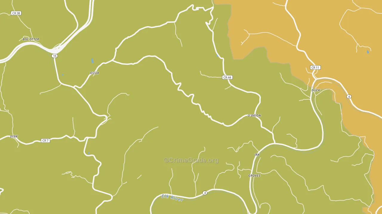 O'Brion, WV Map of Robbery Rates