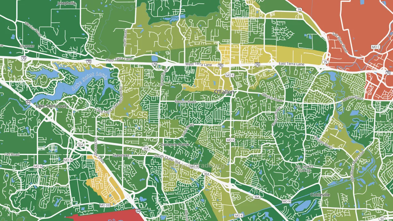 O'fallon, MO Map of Robbery Rates