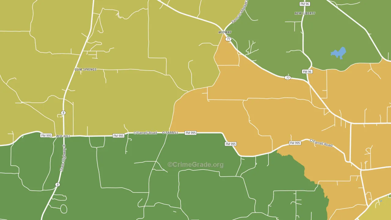 O'Farrell, TX Map of Robbery Rates