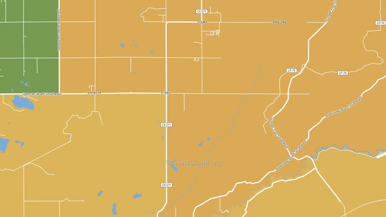 O'neil, MI Map of Robbery Rates