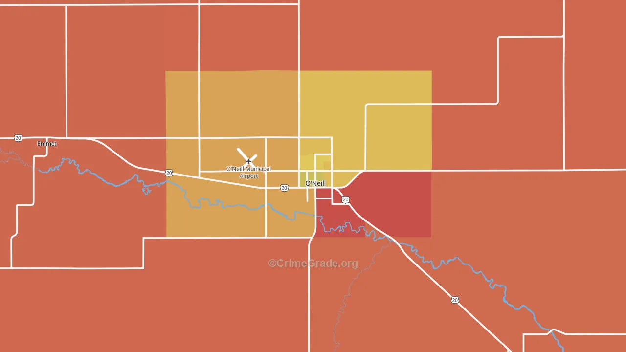 O'Neill, NE Map of Robbery Rates