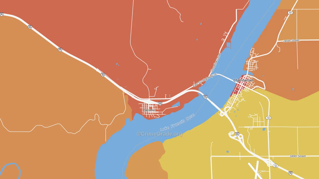 Oacoma, SD Map of Robbery Rates