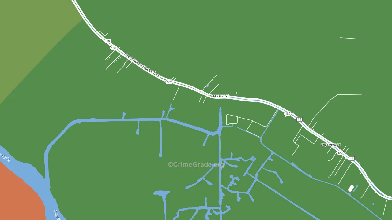 Oak Forest, LA Map of Robbery Rates