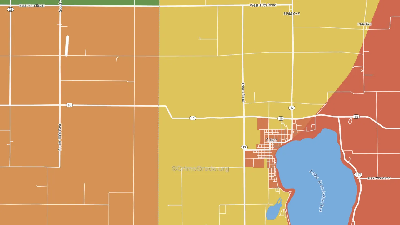 Oak Grove, IN Map of Robbery Rates