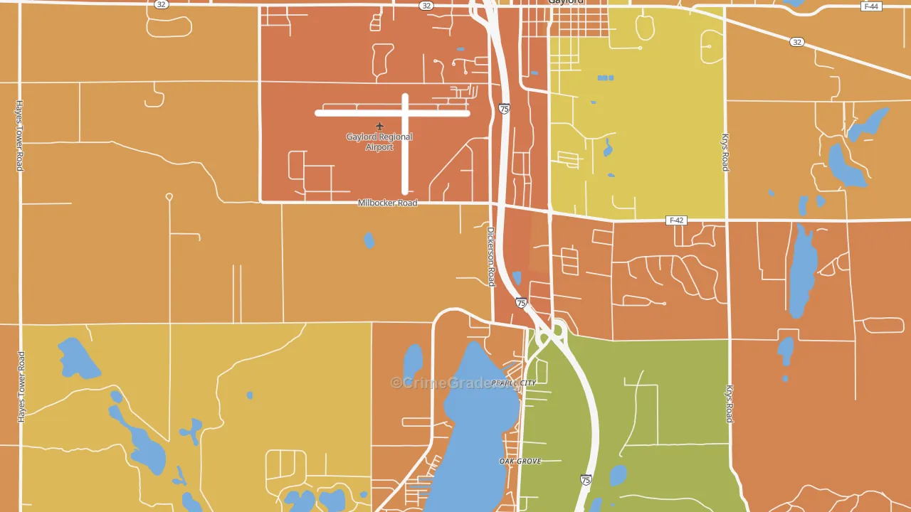 Oak Grove, MI Map of Robbery Rates