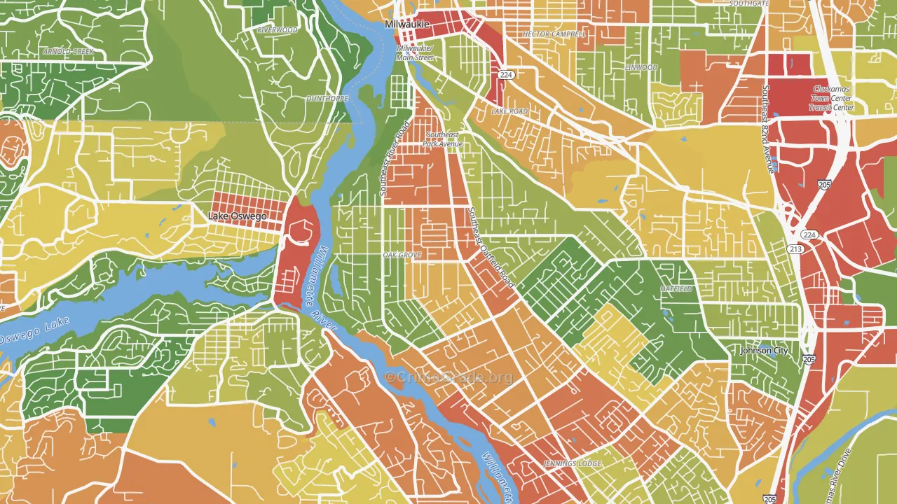 Oak Grove, OR Map of Robbery Rates