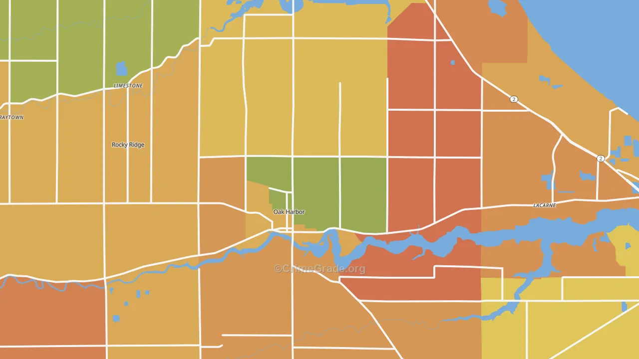 Oak Harbor, OH Map of Robbery Rates