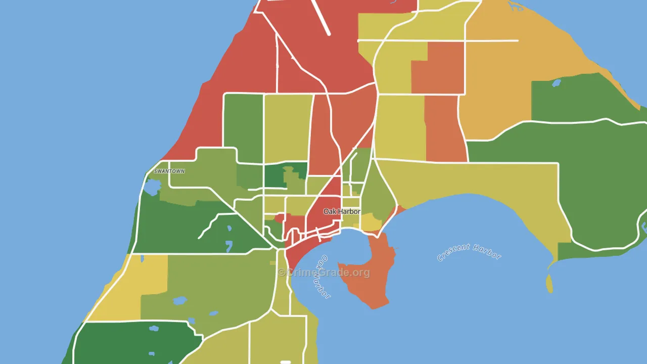Oak Harbor, WA Map of Robbery Rates