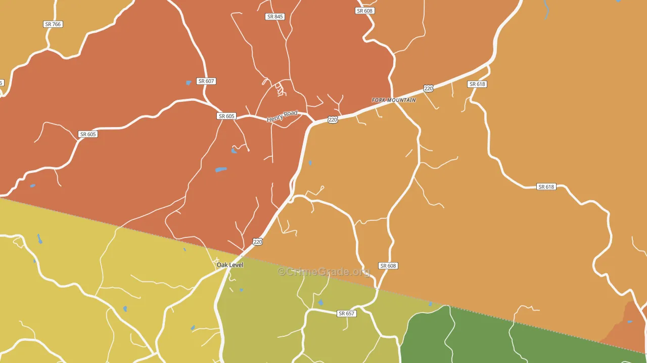 Oak Level, VA Map of Robbery Rates