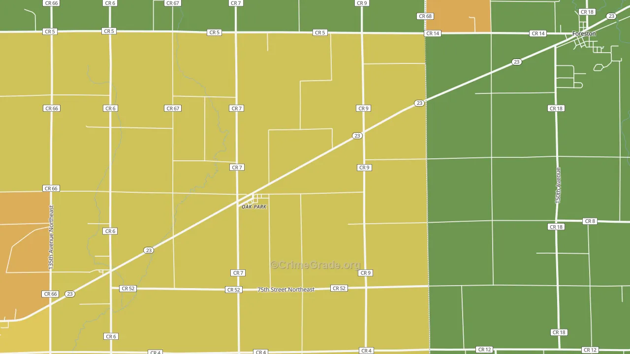 Oak Park, MN Map of Robbery Rates