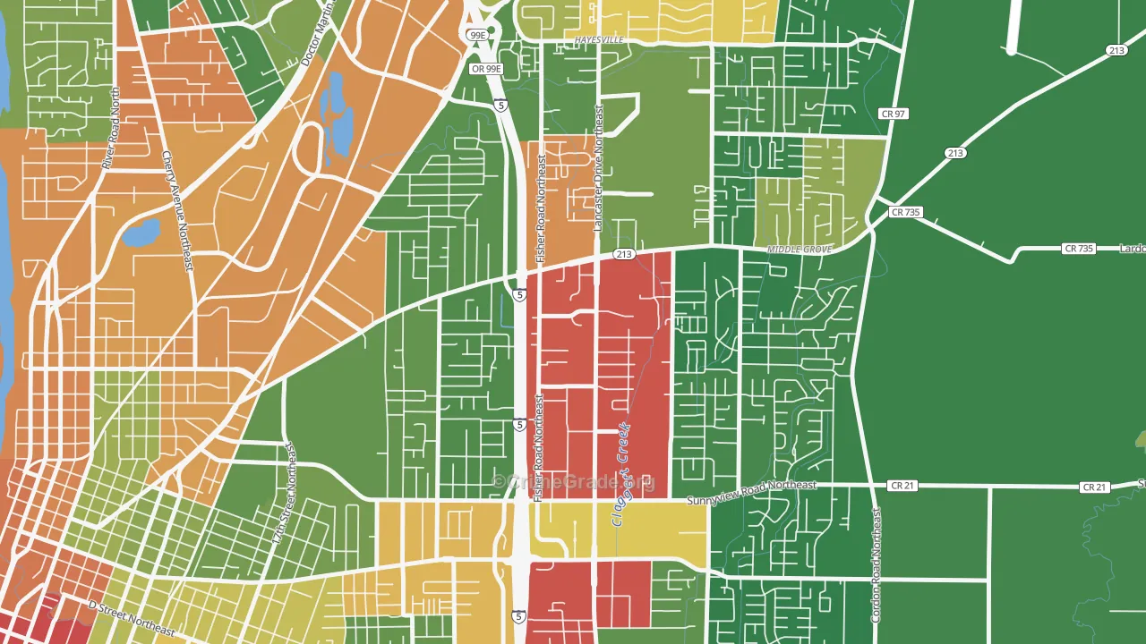 Oak Park, Salem, OR Map of Robbery Rates