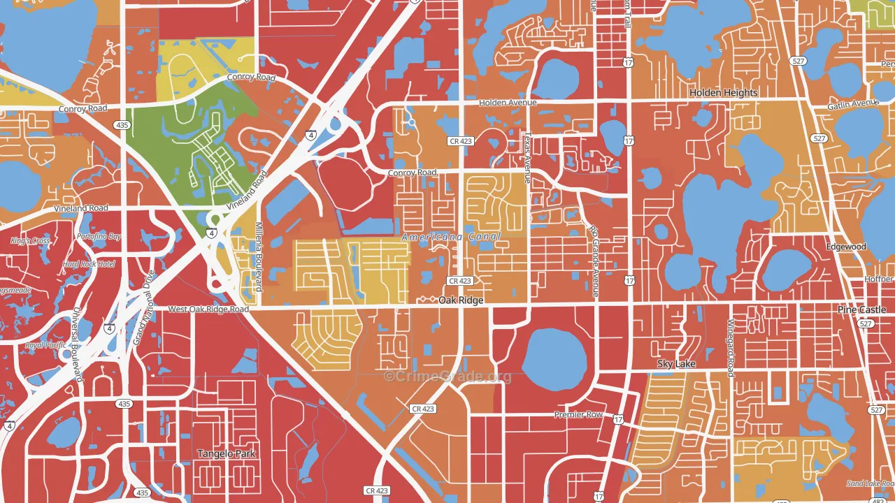 Oak Ridge, FL Map of Robbery Rates