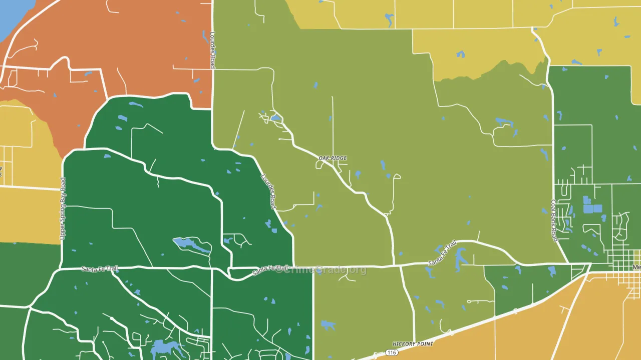 Oak Ridge, IL Map of Robbery Rates