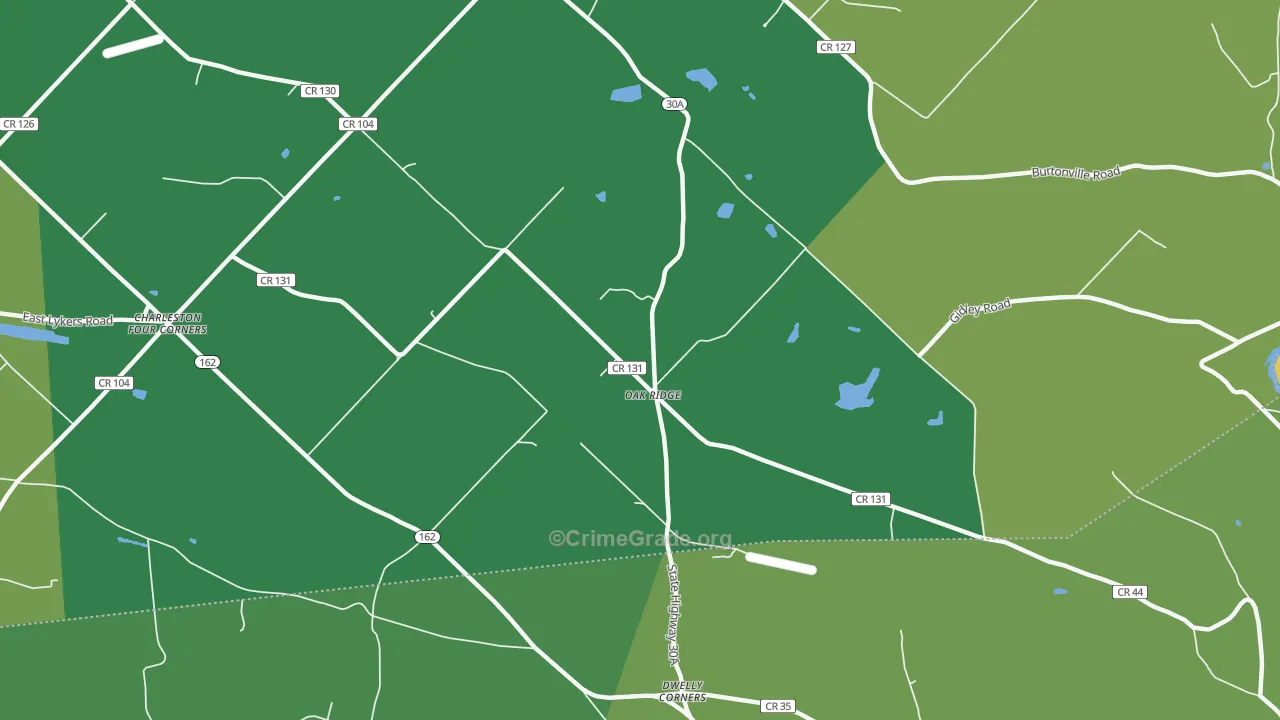 Oak Ridge, NY Map of Robbery Rates
