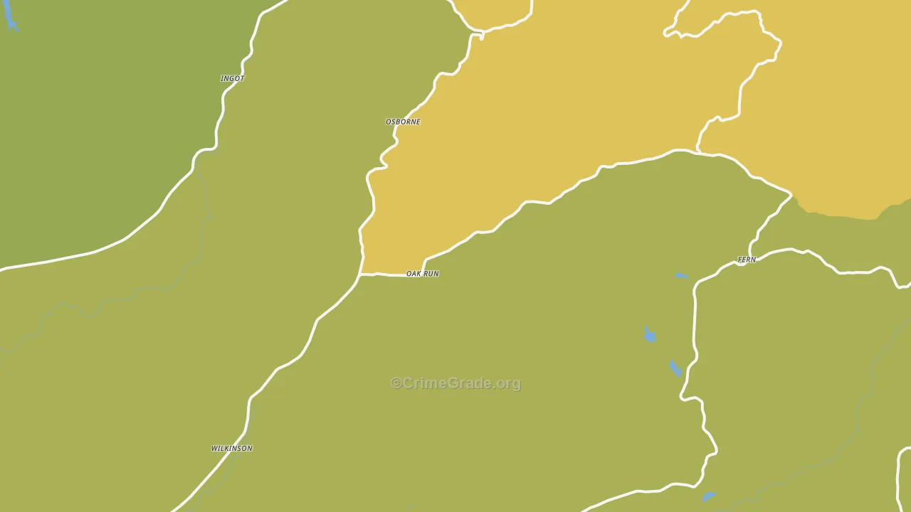 Oak Run, CA Map of Robbery Rates