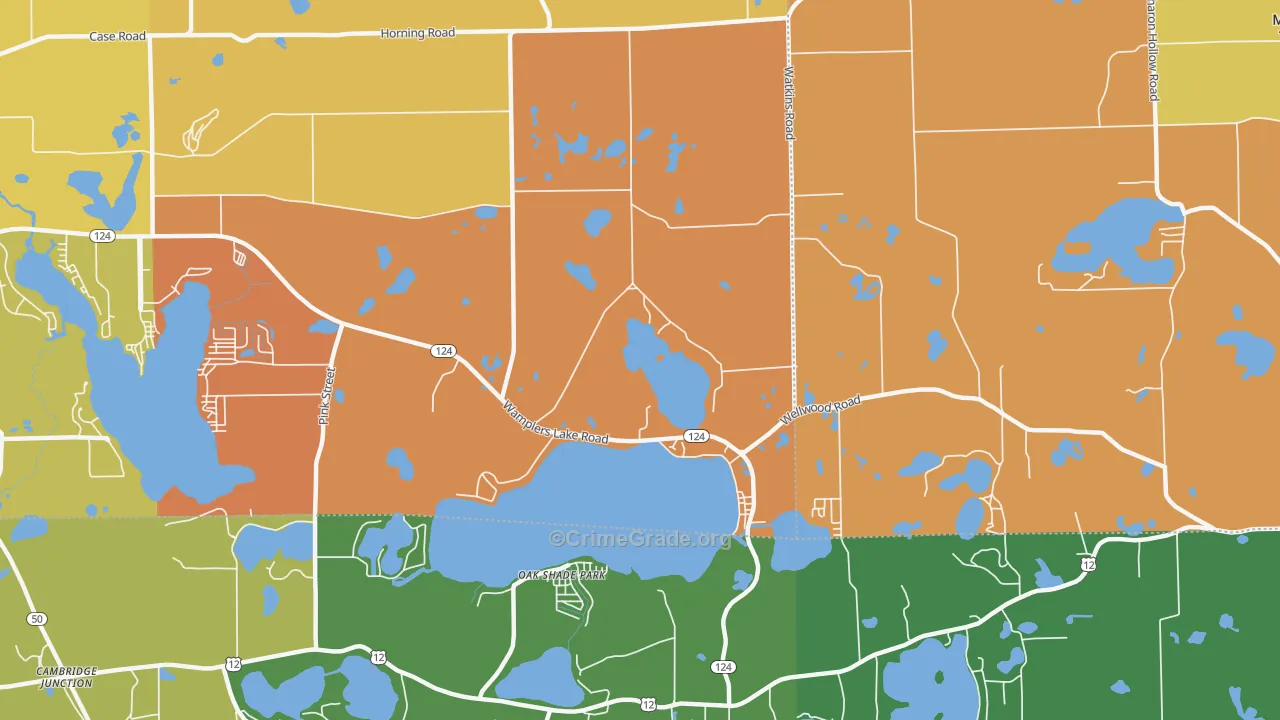 Oak Shade Park, MI Map of Robbery Rates