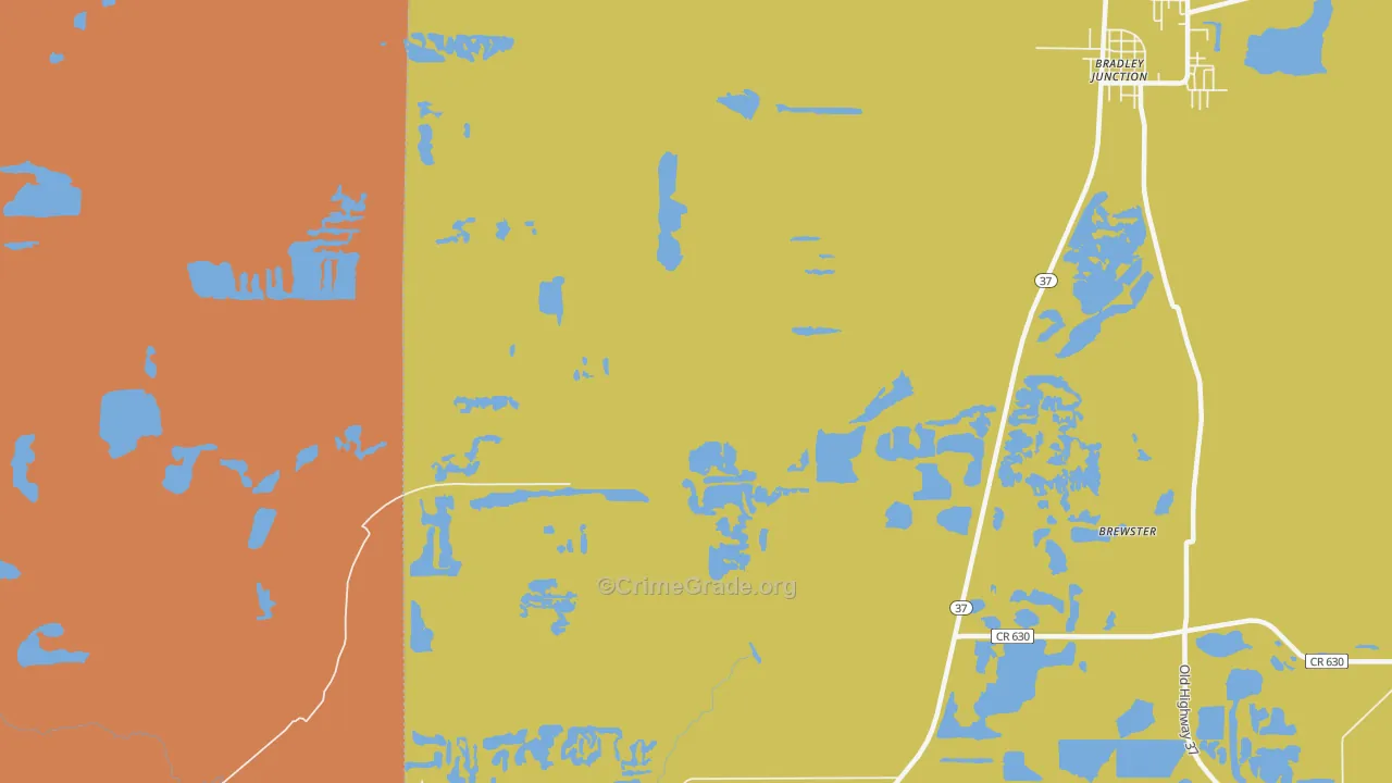 Oak Terrace, FL Map of Robbery Rates