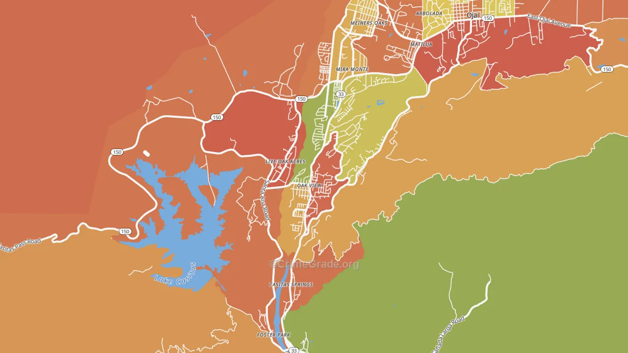 Oak View, CA Map of Robbery Rates