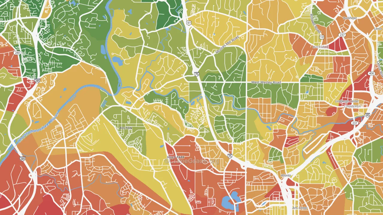 Oakdale, Atlanta, GA Map of Robbery Rates