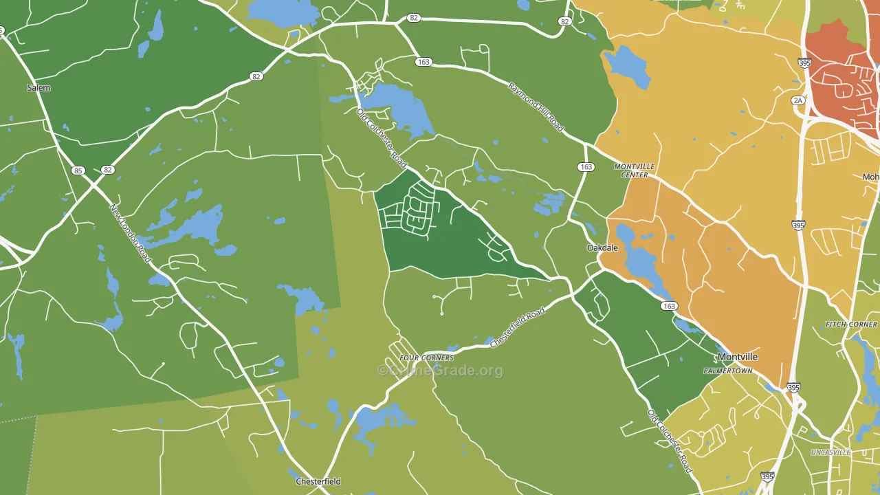 Oakdale, CT Map of Robbery Rates