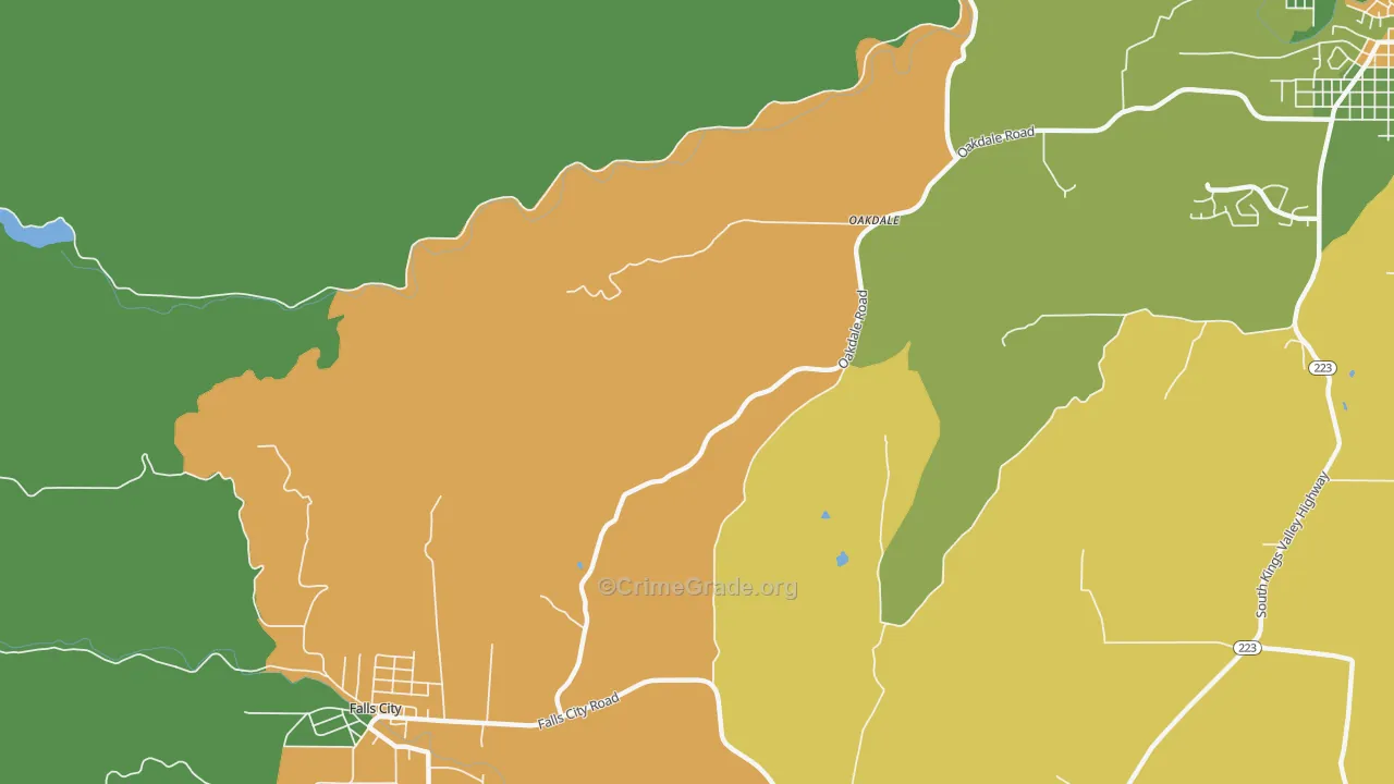 Oakdale, OR Map of Robbery Rates
