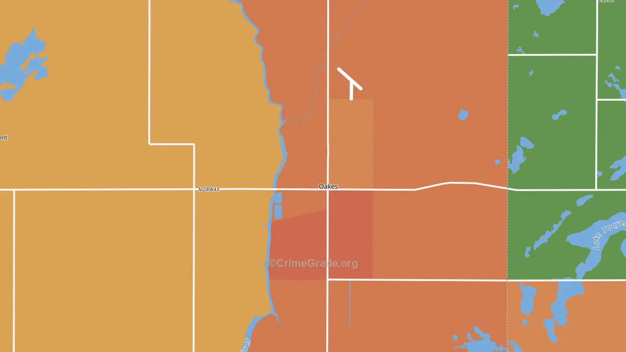 Oakes, ND Map of Robbery Rates