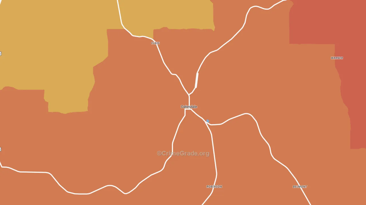Oakesdale, WA Map of Robbery Rates