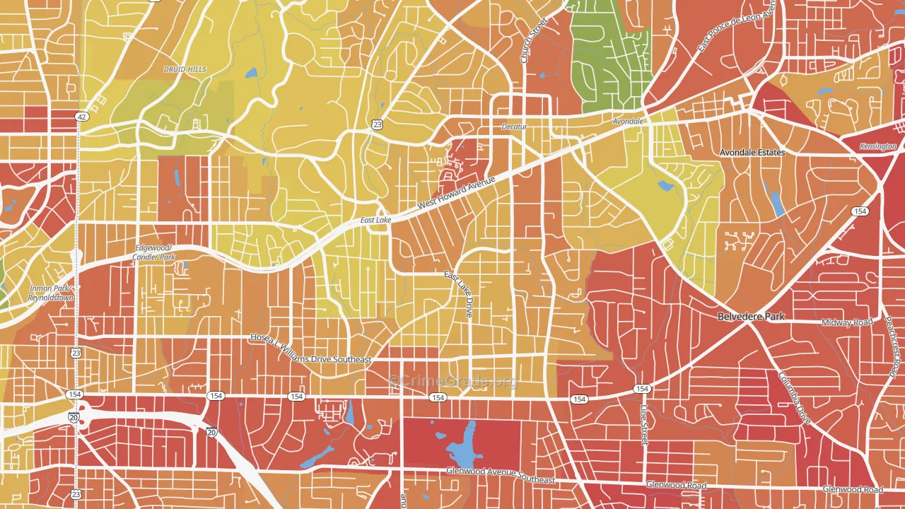 Oakhurst, Decatur, GA Map of Robbery Rates
