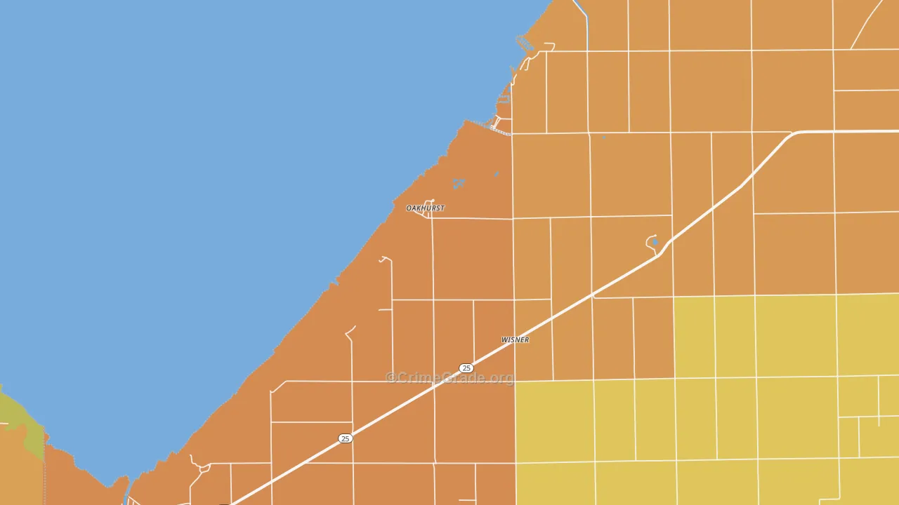 Oakhurst, MI Map of Robbery Rates