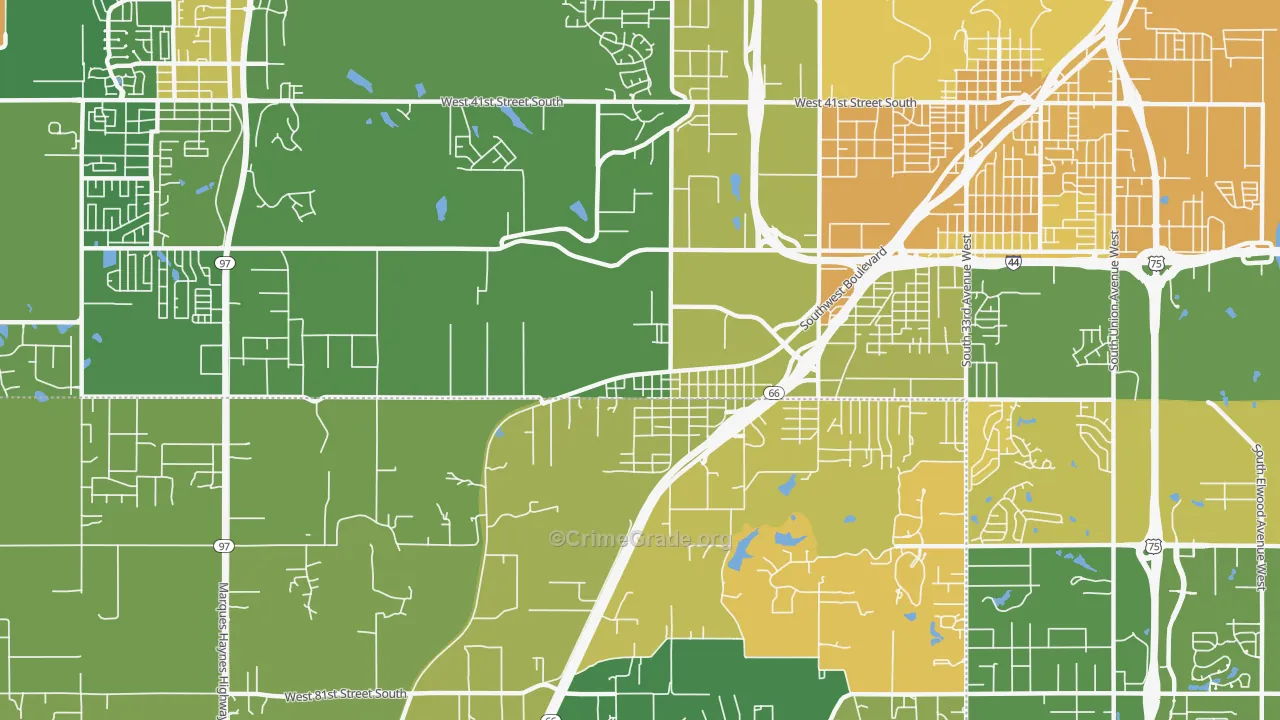 Oakhurst, OK Map of Robbery Rates