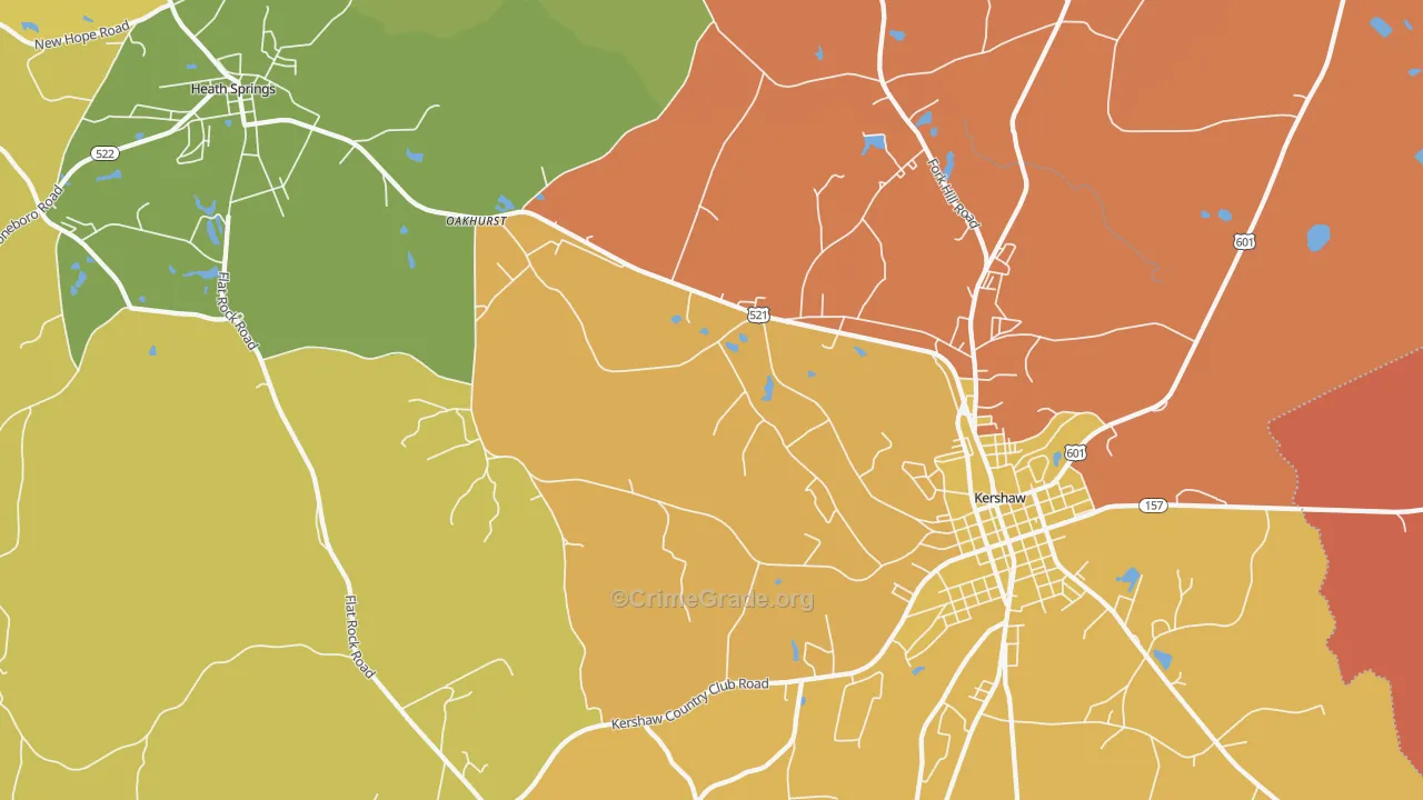 Oakhurst, SC Map of Robbery Rates