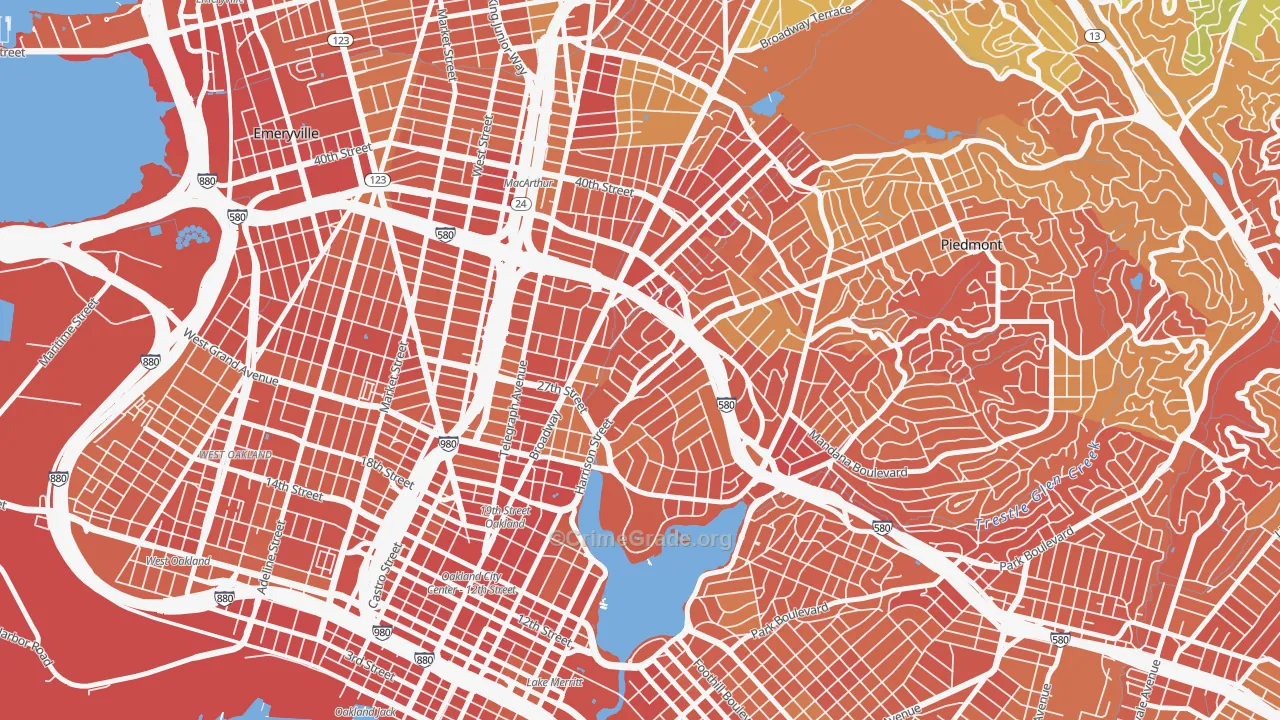 Oakland Ave-Harrison Street, Oakland, CA Map of Robbery Rates