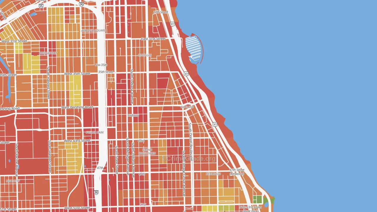 Oakland, Chicago, IL Map of Robbery Rates