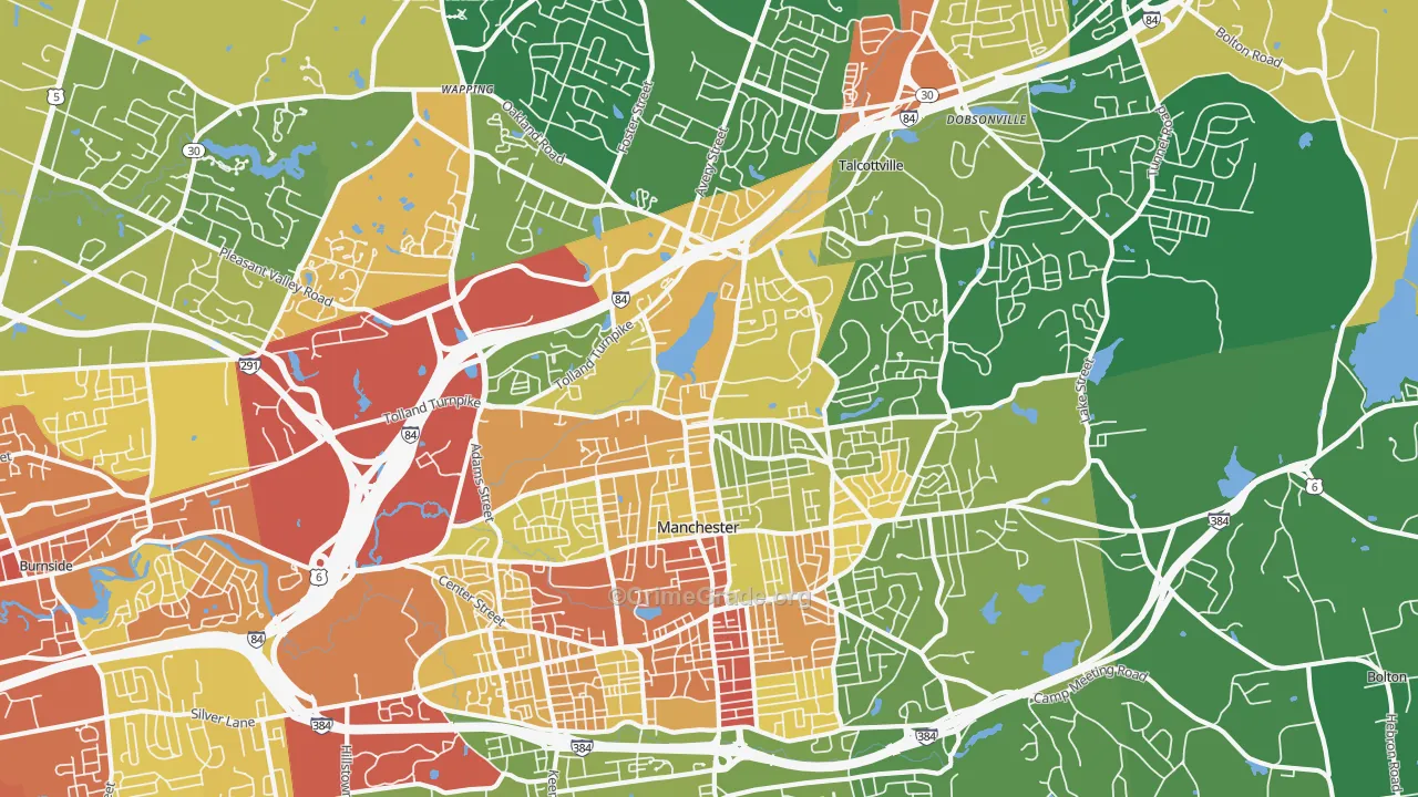 Oakland, CT Map of Robbery Rates