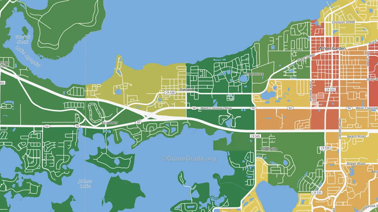 Oakland, FL Map of Robbery Rates