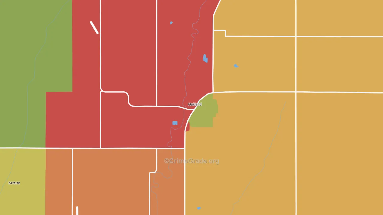 Oakland, IA Map of Robbery Rates