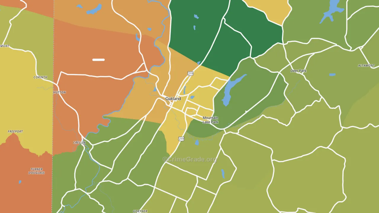Oakland, MD Map of Robbery Rates