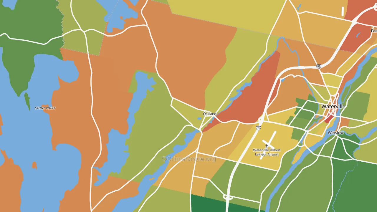 Oakland, ME Map of Robbery Rates