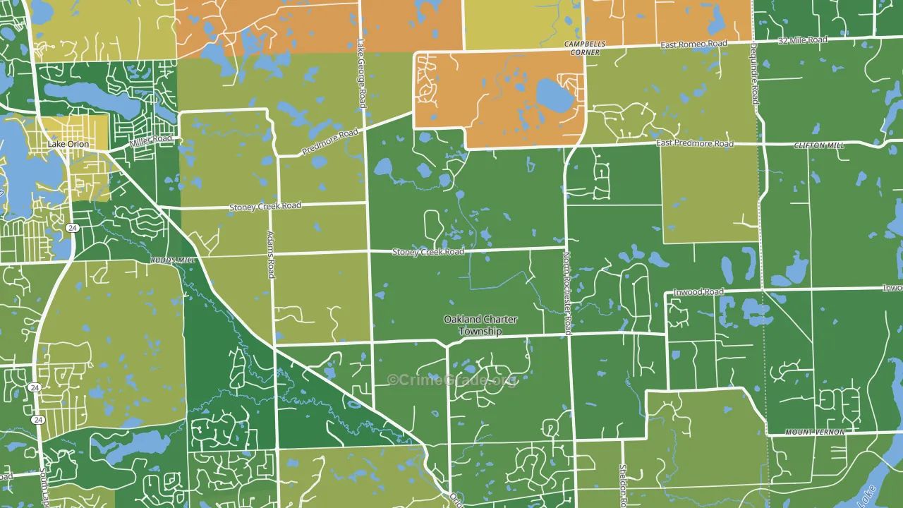 Oakland, MI Map of Robbery Rates