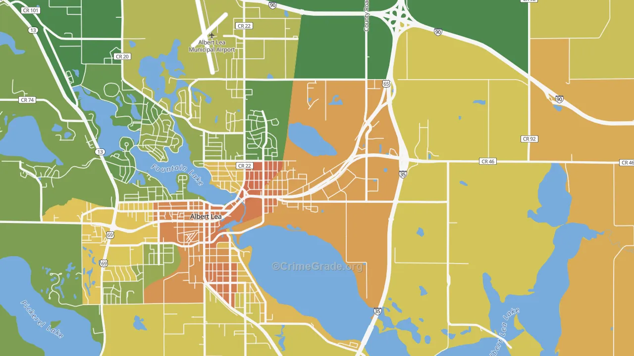 Oakland, MN Map of Robbery Rates