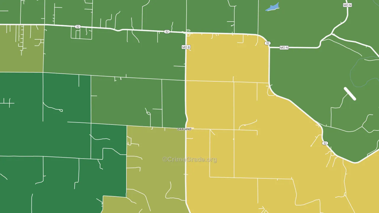 Oakland, MO Map of Robbery Rates