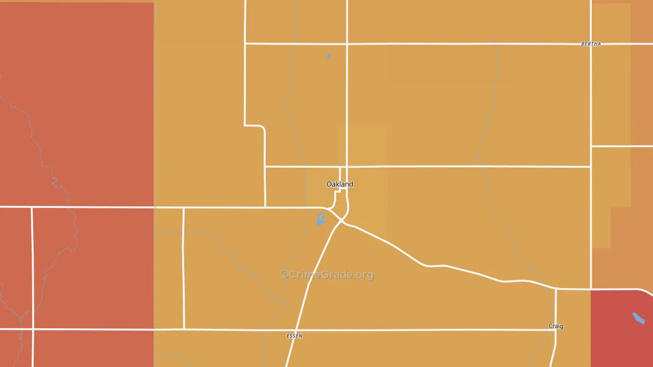 Oakland, NE Map of Robbery Rates