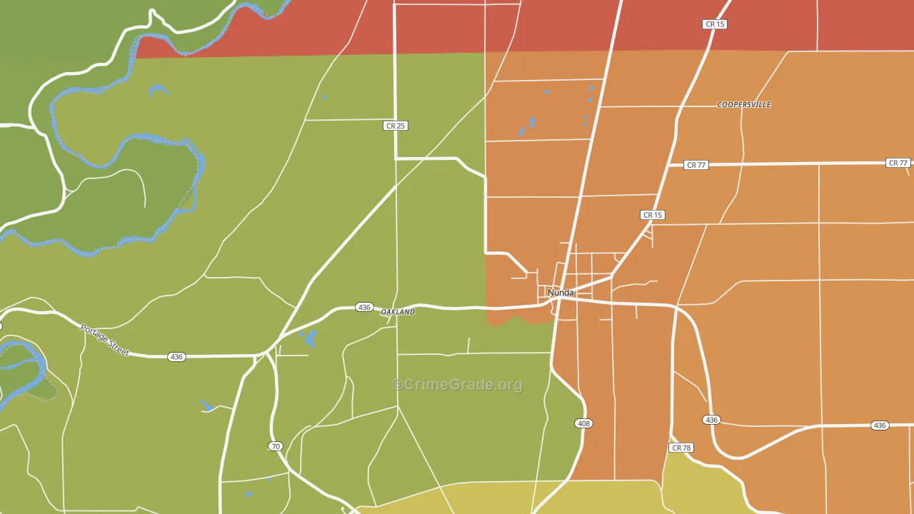 Oakland, NY Map of Robbery Rates