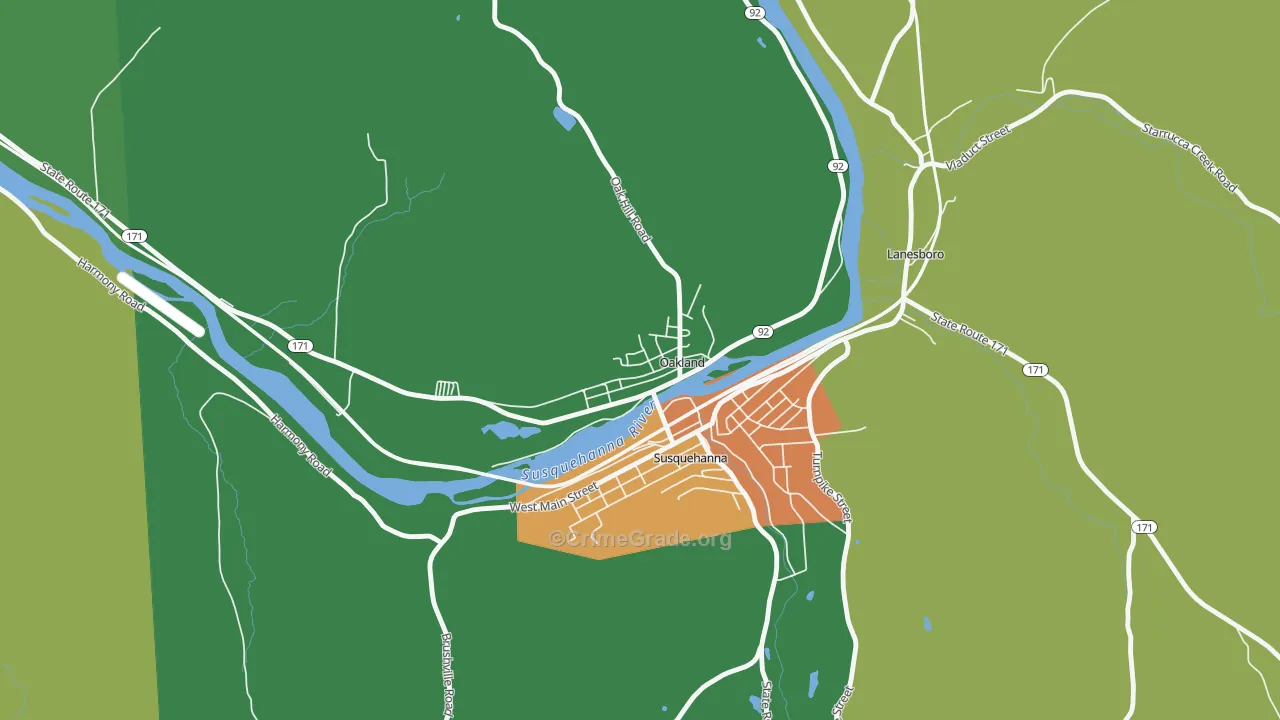 Oakland, PA Map of Robbery Rates