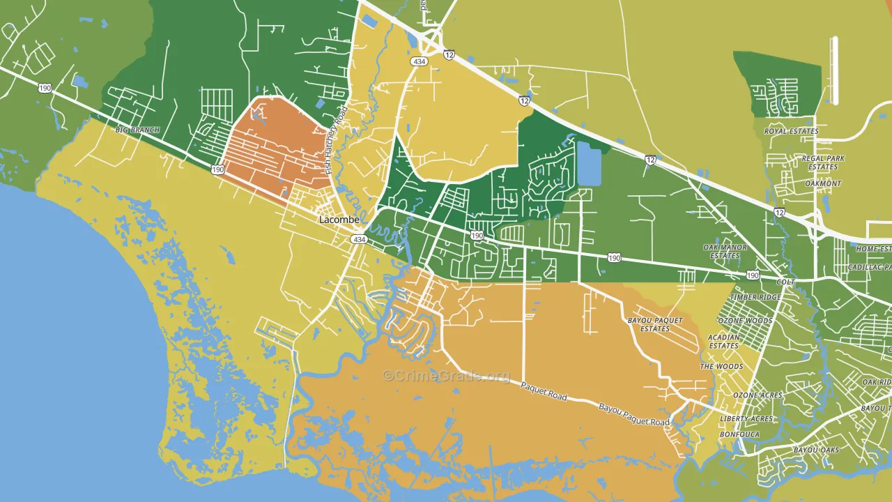 Oaklawn, LA Map of Robbery Rates
