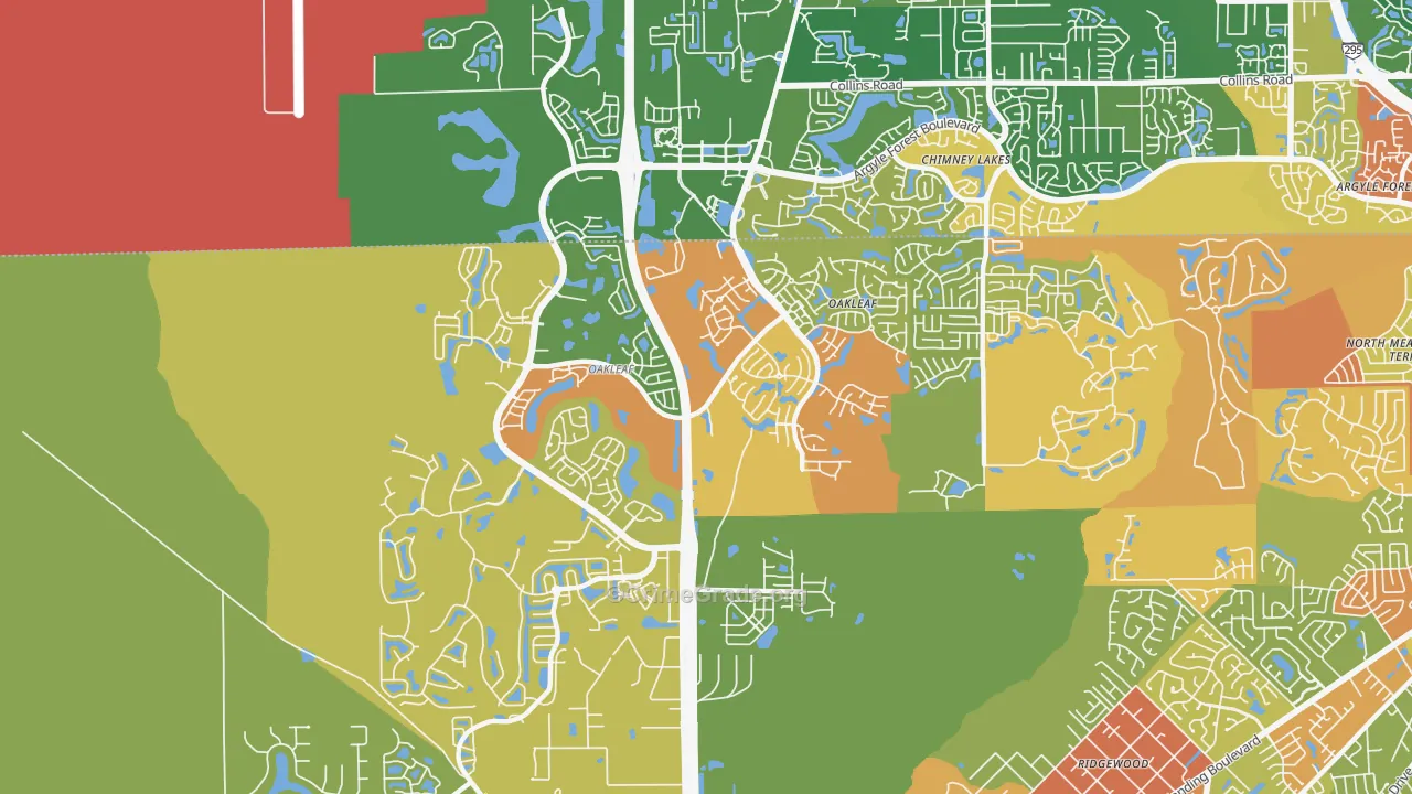 Oakleaf Plantation, FL Map of Robbery Rates