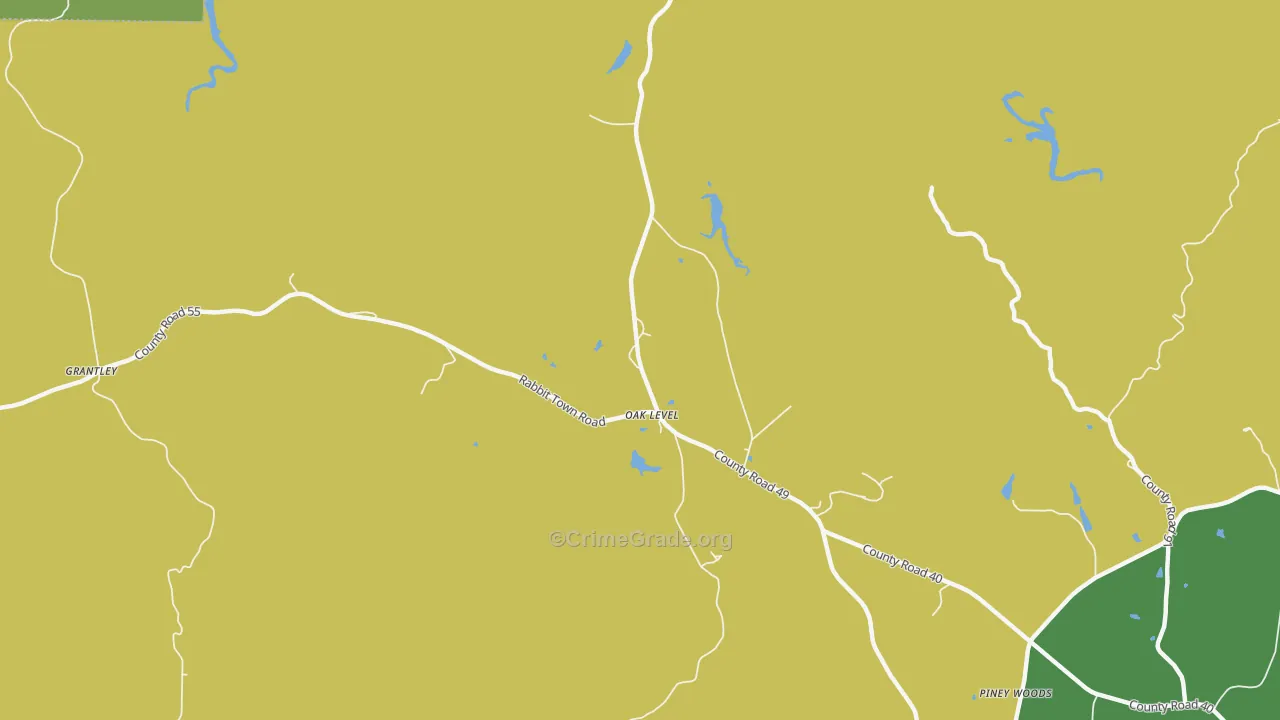 Oaklevel, AL Map of Robbery Rates