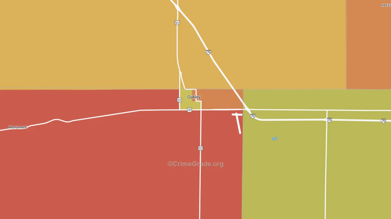 Oakley, KS Map of Robbery Rates