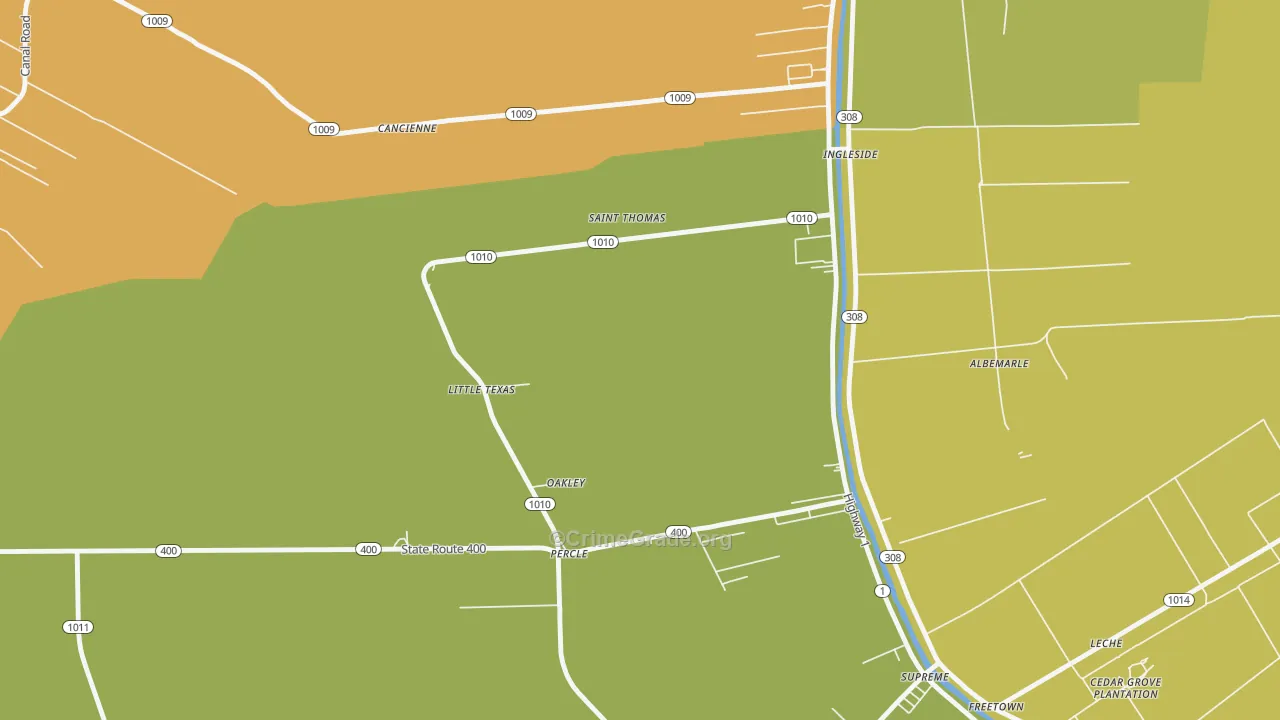Oakley, LA Map of Robbery Rates